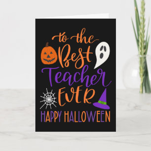 Bester Lehrer überhaupt Halloween in Orange und Li Karte