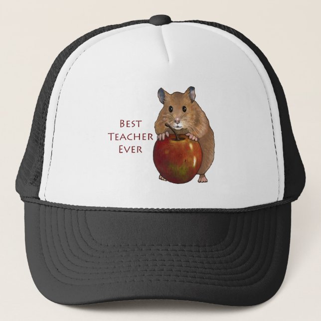 Bester Lehrer überhaupt: Hamster mit Apple: Kunst Truckerkappe (Vorderseite)