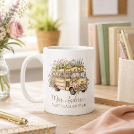 Bester Lehrer überhaupt mit Namens-Schulbus-Wasser Kaffeetasse