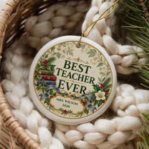Bester Lehrer überhaupt Personalisierter Weihnacht Keramik Ornament