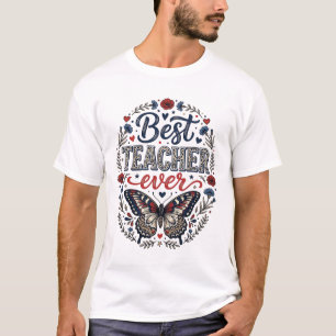 Bester Lehrer überhaupt Vintage-Schmetterling Blum T-Shirt