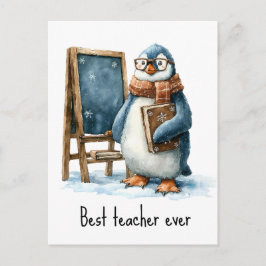 Bester Lehrer überhaupt Winter-Pinguin-Design Postkarte