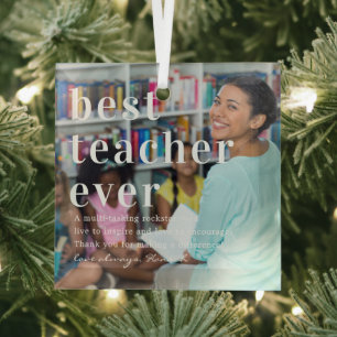 Bester Lehrer überhaupt   Zitat & Foto-Geschenk  Ornament Aus Glas