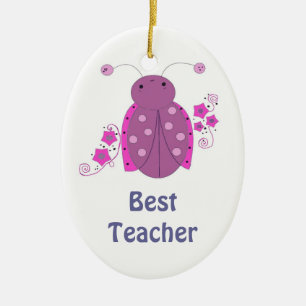 Bester Lehrer Whimsical Pink Ladybug Keramikornament