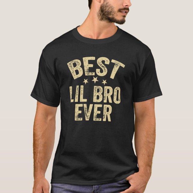 Bester lil bro je lebendiger schwarz-weiß-typo T-Shirt (Vorderseite)