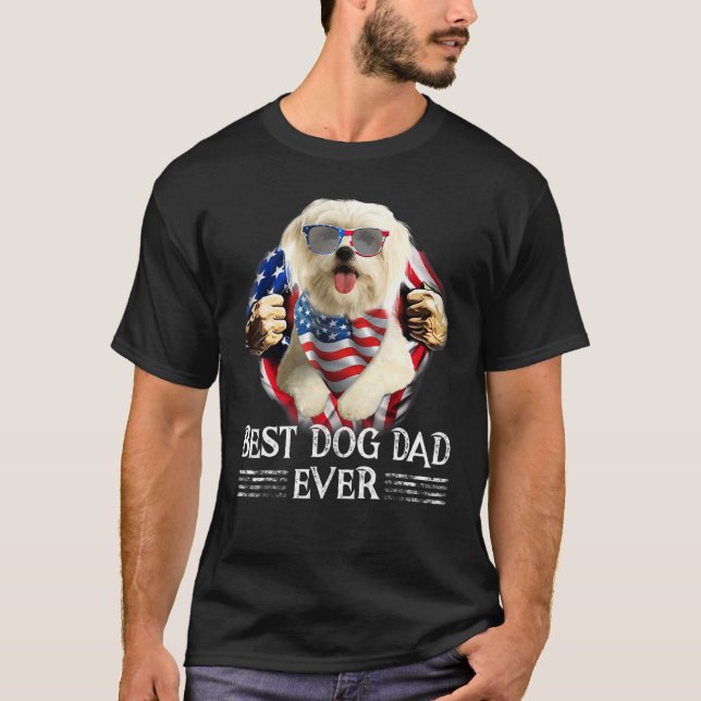 Bester maltesischer Vater je amerikanische Flagge  T-Shirt (Vorderseite)