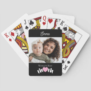 Bester Mama-Name Herz Foto Schriftzug Custom Spielkarten