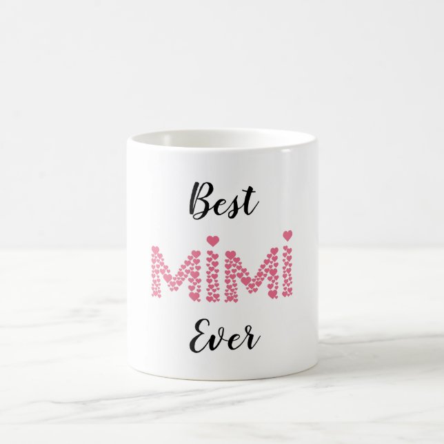 Bester Mimi je rosa Herzen Niedlich Personalisiert Kaffeetasse (Mittel)