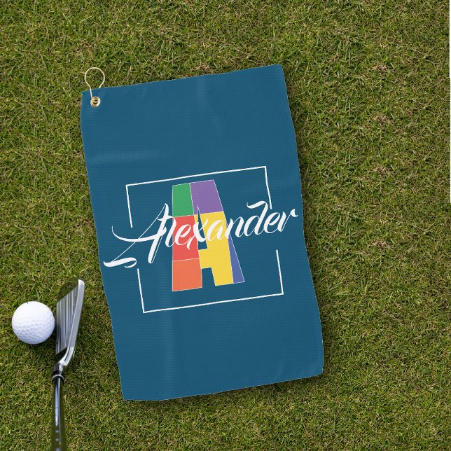 Bester mit Monogramm Anfangsbuchstabe A blau Golfhandtuch (Von Creator hochgeladen)