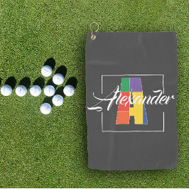 Bester mit Monogramm Anfangsbuchstabe A grau Golfhandtuch