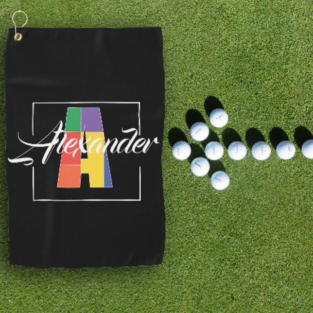 Bester mit Monogramm Anfangsbuchstabe A schwarz Golfhandtuch (Von Creator hochgeladen)