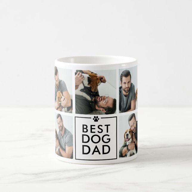 Bester moderner Hundepapa 7-Foto-Collage Kaffeetasse (Mittel)
