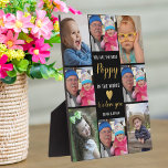 Bester Mohn in der Welt 8 Fotocollage Schwarzes Go Fotoplatte<br><div class="desc">Schwarz-Gold-Foto-Collage-Plakette für den besten Mohn der Welt. Personalisieren Sie mit 8 Bildern und Namen von Enkelkindern.</div>