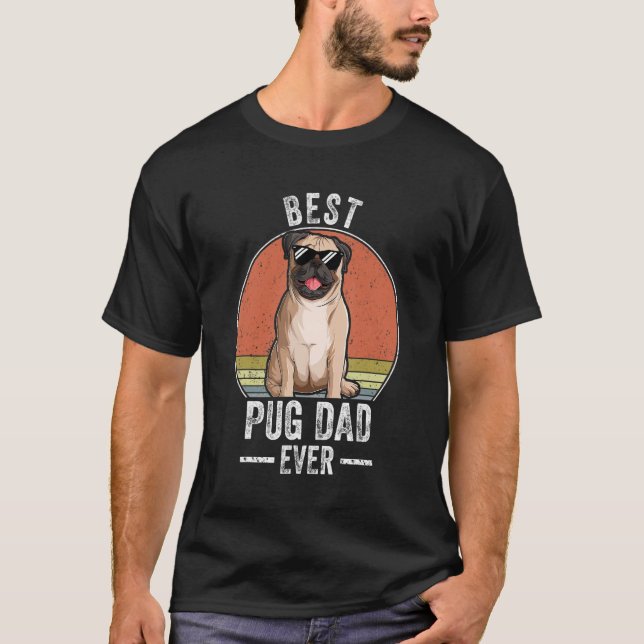 Bester Mops Hund Vater je Kostüm Mops Besitzer T-Shirt (Vorderseite)