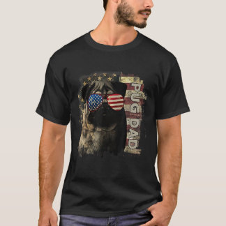 Bester Mops Vater am 4. Juli Mops der amerikanisch T-Shirt