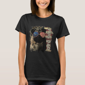 Bester Mops Vater am 4. Juli Mops der amerikanisch T-Shirt
