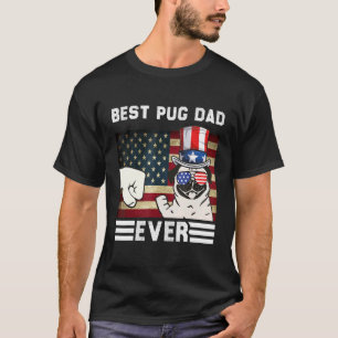 Bester Mops Vater je amerikanische Flagge Patrioti T-Shirt
