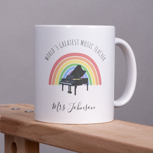 Bester Musiklehrer Regenbogen Individuelles Dankes Kaffeetasse (Von Creator hochgeladen)