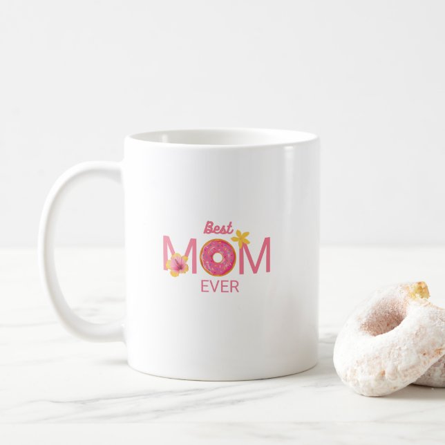 Bester Mutter Aller Zeiten Donut Blumen Kaffeetasse (Mit Donut)