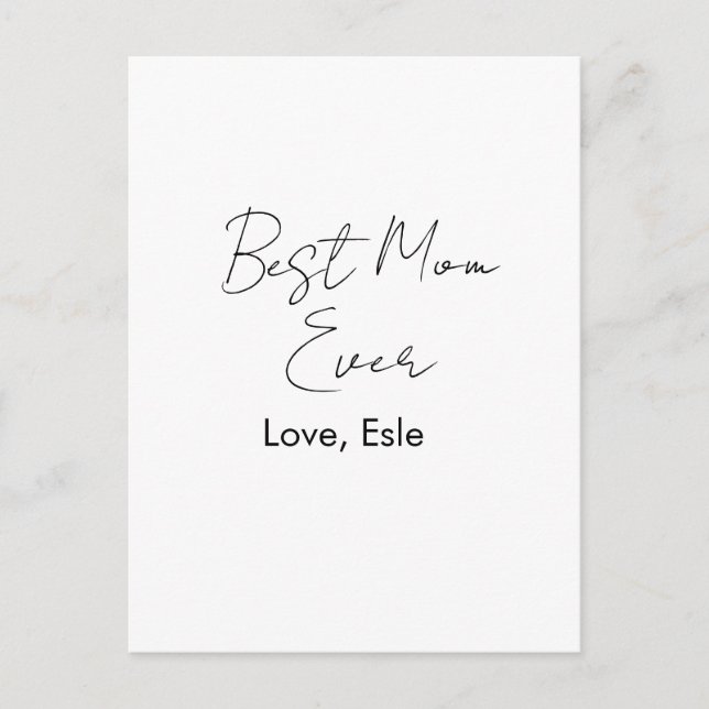 bester Muttertag jemals Name Datum einfach minimal Postkarte (Vorderseite)