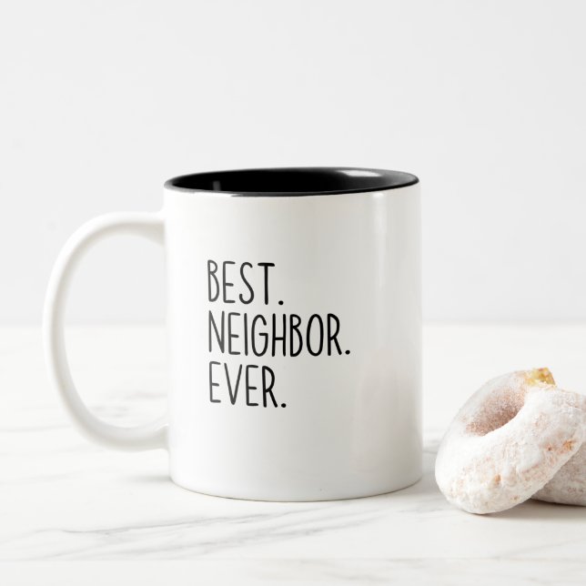 bester Nachbar je Zweifarbige Tasse (Mit Donut)