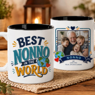 Bester Nonno der Welt Foto-Tasse Zweifarbige Tasse