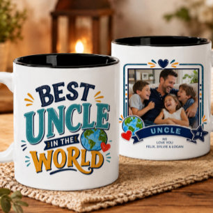 Bester Onkel der Welt Foto-Tasse Zweifarbige Tasse
