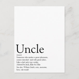 Bester Onkel der Welt, Funcle-Definition Postkarte