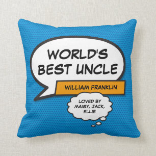 Bester Onkel der Welt Lustige Typografische Blaue Kissen