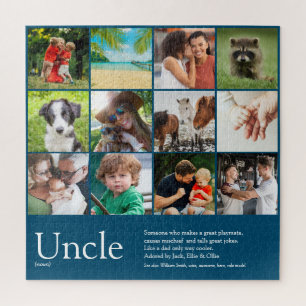 Bester Onkel-Foto-Collage-Spaß modern Blau Puzzle