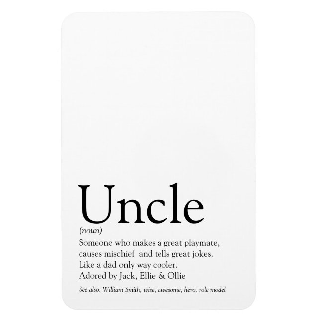 Bester Onkel Funcle Definition Spaß Magnet (Vertikal)