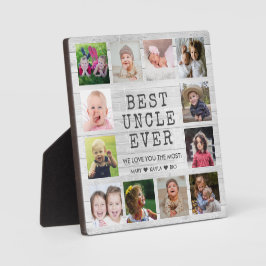 Bester Onkel je 12 Foto Collage Graues Weiß Holz Fotoplatte