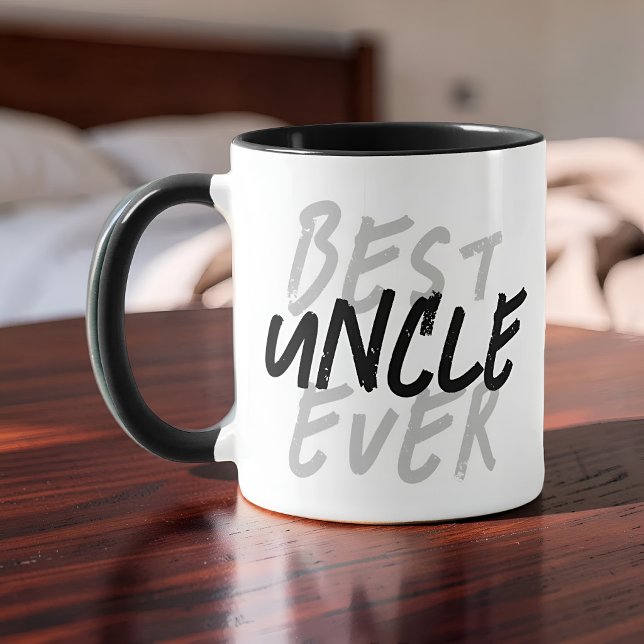 Bester Onkel überhaupt Moderne schwarze und graue  Tasse (Von Creator hochgeladen)