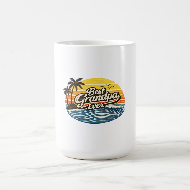 Bester Opa Aller Retro-Sonnenuntergangs-Design Kaffeetasse (Mittel)