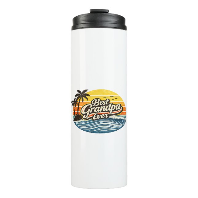 Bester Opa Aller Retro-Sonnenuntergangs-Design Thermosbecher (Vorderseite)