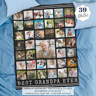 BESTER OPA ALLER ZEIT Foto-Collage Schwarz Fleecedecke