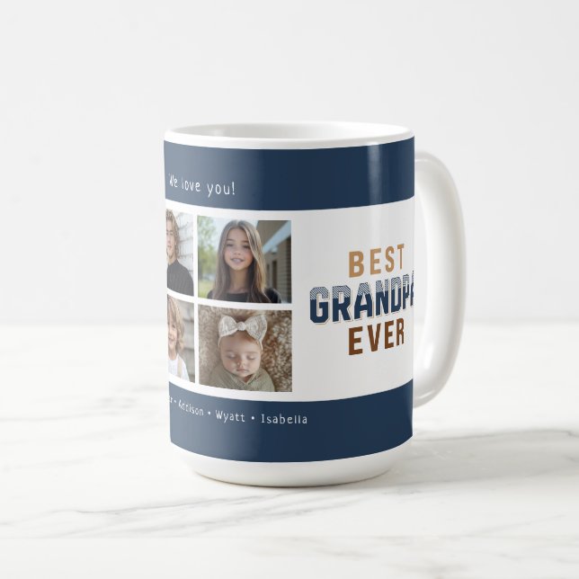 Bester Opa Aller Zeiten 4 Foto Collage Kaffeetasse (VorderseiteRechts)