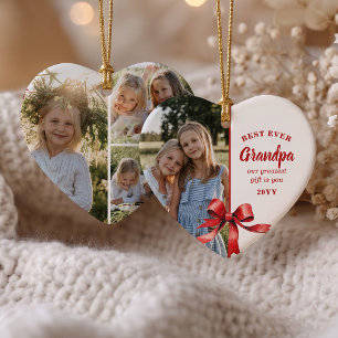 Bester Opa Aller Zeiten 4 Fotos Rotes Band Herz We Keramik Ornament