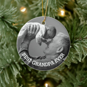 Bester Opa aller Zeiten, individuelles Familienfot Keramik Ornament