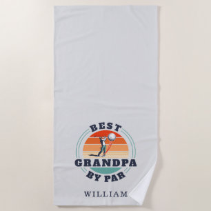 Bester Opa By Par Retro Golfing Vatertag Name Strandtuch