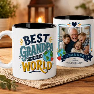 Bester Opa der Welt Foto-Tasse Zweifarbige Tasse