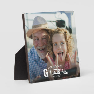 Bester Opa der Welt - Geschenk mit Gründungsdatum  Fotoplatte