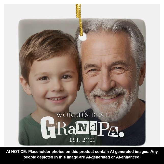 Bester Opa der Welt - Geschenk mit Gründungsdatum  Keramikornament (Von Creator hochgeladen)