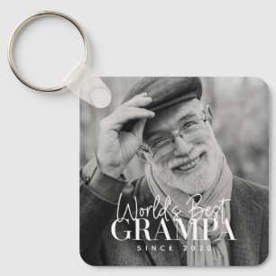 Bester Opa der Welt seit 20XX Modernes Chic-Foto Schlüsselanhänger