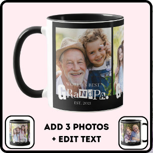 Bester Opa der Welt seit Jahr 3 Fotocollage Tasse