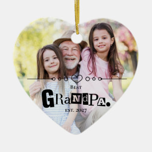 Bester Opa Established Foto Herz Weihnachten  Keramik Ornament