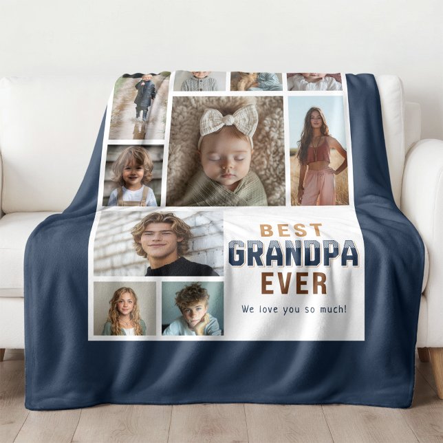 Bester Opa ever 10 Foto-Collage  Fleecedecke (Von Creator hochgeladen)