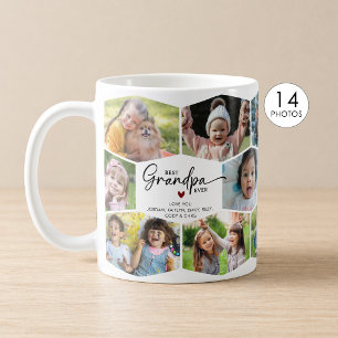 Bester Opa Ever 14 Foto-Collage Sechseck-Muster Kaffeetasse