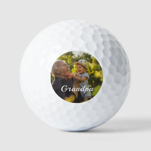 Bester Opa Ever 2 Foto Schriftzug Personalisiert  Golfball (Vorderseite)