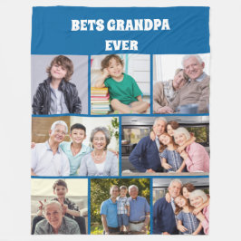 Bester Opa Ever 8-Foto-Collage Chic Blau Fleecedecke